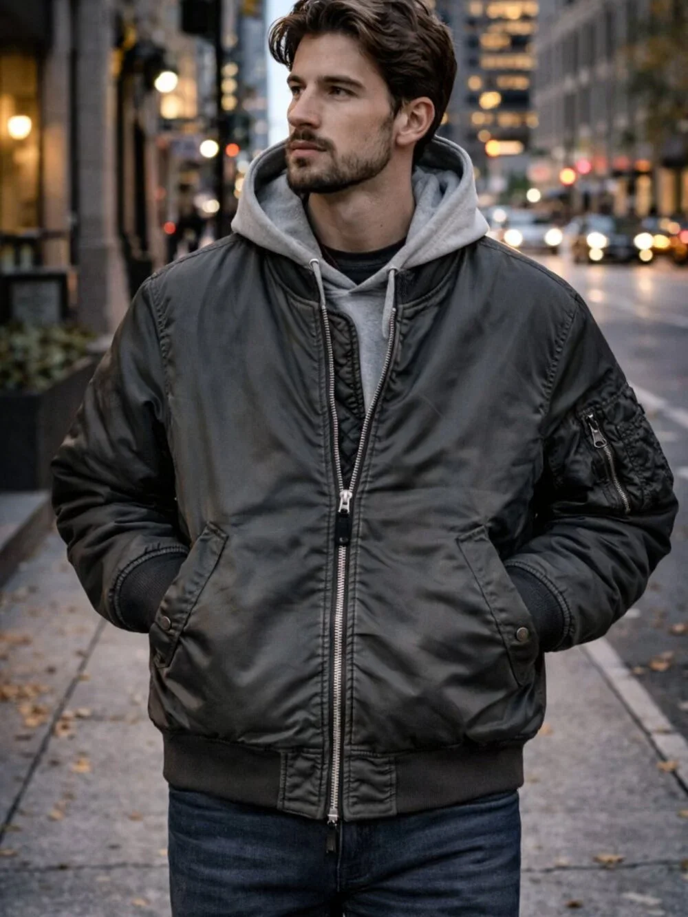 Alpha Industries MA-1 Bomber Jacket Hooded Gray XL Military Flight Jacket - Picture 2 of 12